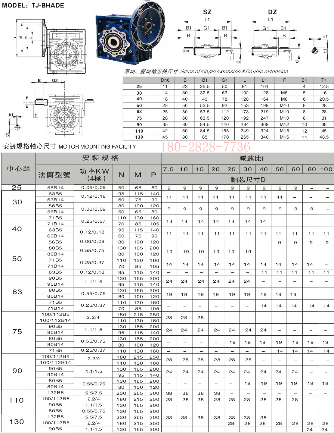 NMRV減速機參數(shù)圖